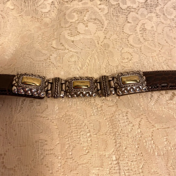 Vintage Brighton Leather Belt with Gold and Silver Accent Designs - Picture 7 of 9
